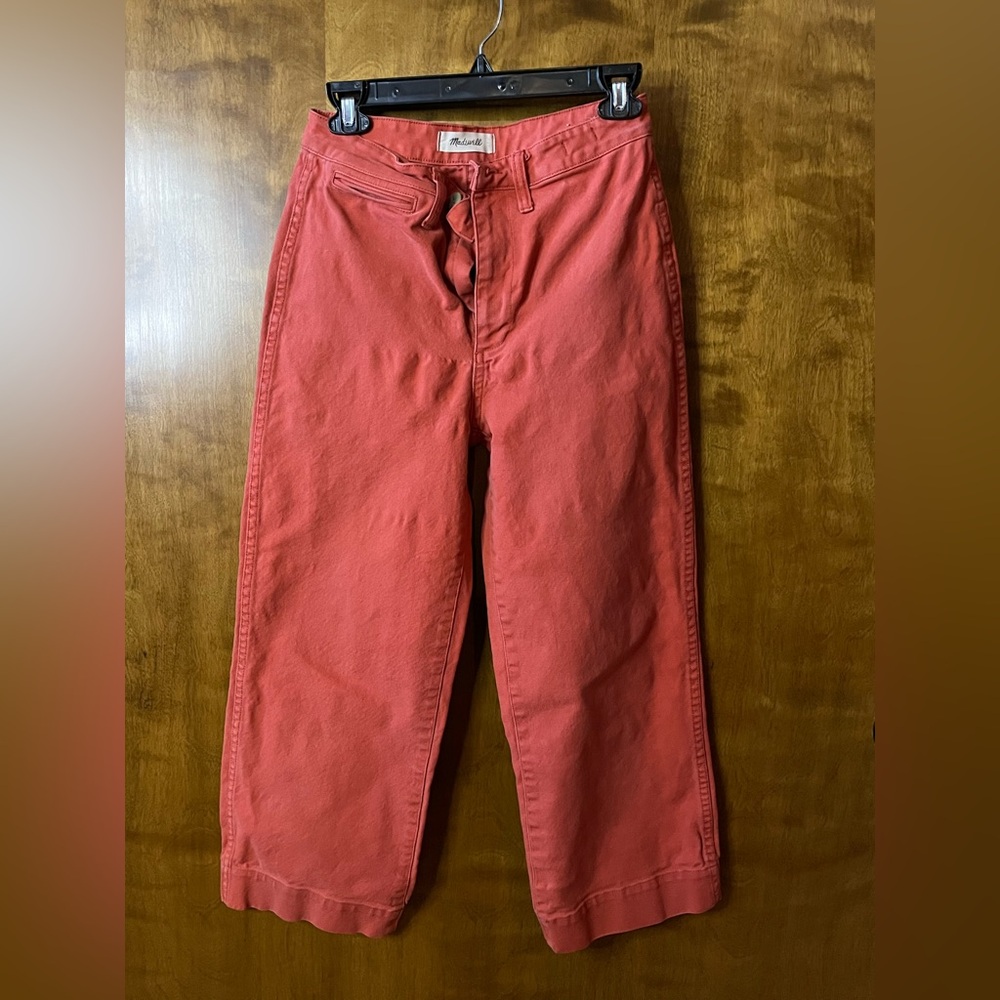 Madewell Rust-Red Wide Leg Cropped Pants